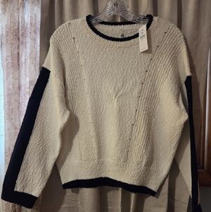 Women's Black and White Sweater